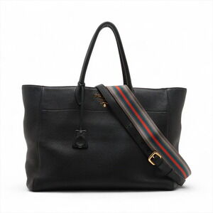 Prada Vitello Dino Leather Tote Bag Black